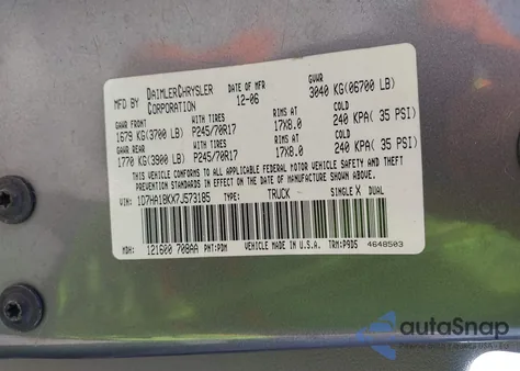 2007 Dodge Ram 1500 St from USA, damaged, VIN 1D7HA18KX7J573185